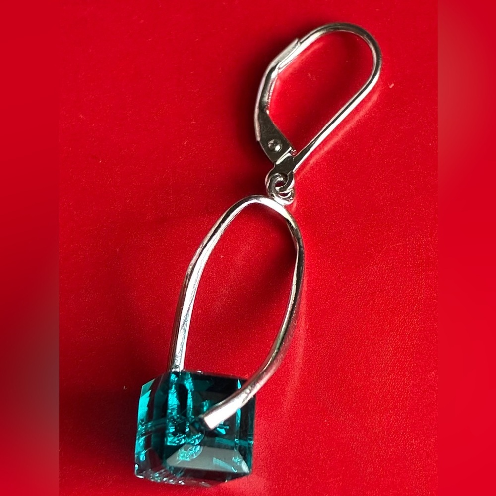 925 Silver Earrings,Elegant Silver and Blue Drop Earrings - Picture 8 of 9